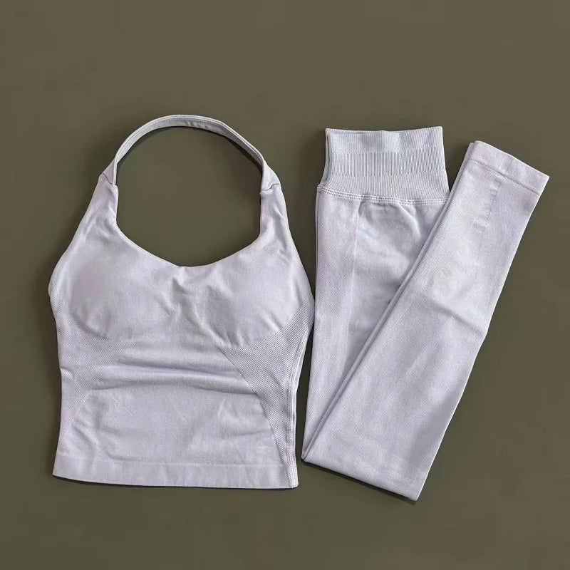 2 Pieces Sportswear Women Yoga Set Gym Clothes Sportswear Yoga Suits Fitness Set Tracksuits Sports Top Gym Leggings Set