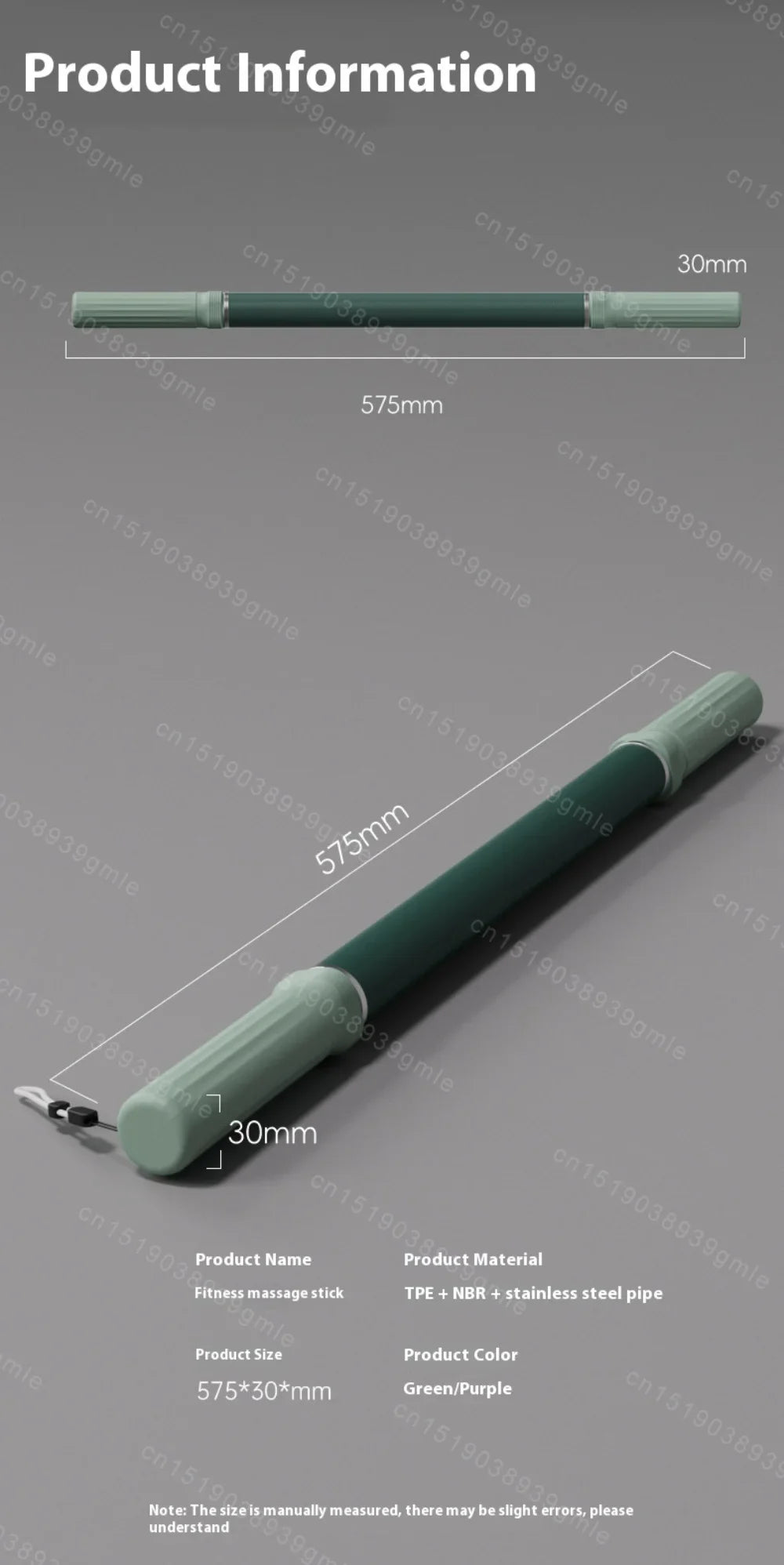 요가 근막 스틱 Yoga Fascia Stick 57cm Extended Muscle Relaxation Massage Roller Yoga Massage Stick for Leg Stretching and Release Fitn