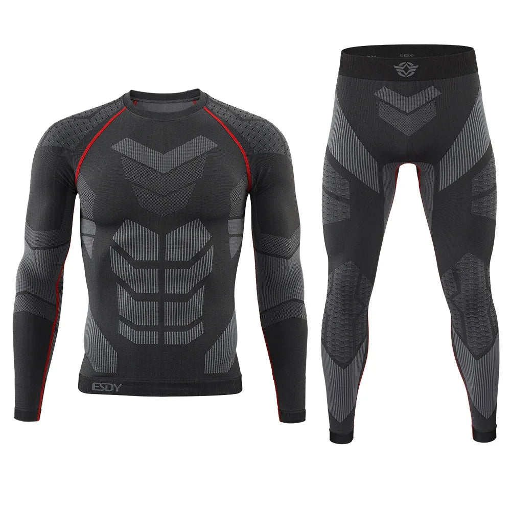 Tactical Thermal Underwear Set Men Outdoor Sports Cycling Training Fitness Long Johns Sweat Tight Seamless Warm Clothes Suit