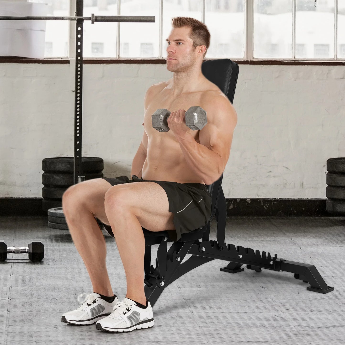 Weight Bench Adjustable Strength Training Bench Exercise Bench for Home Garage Gym
