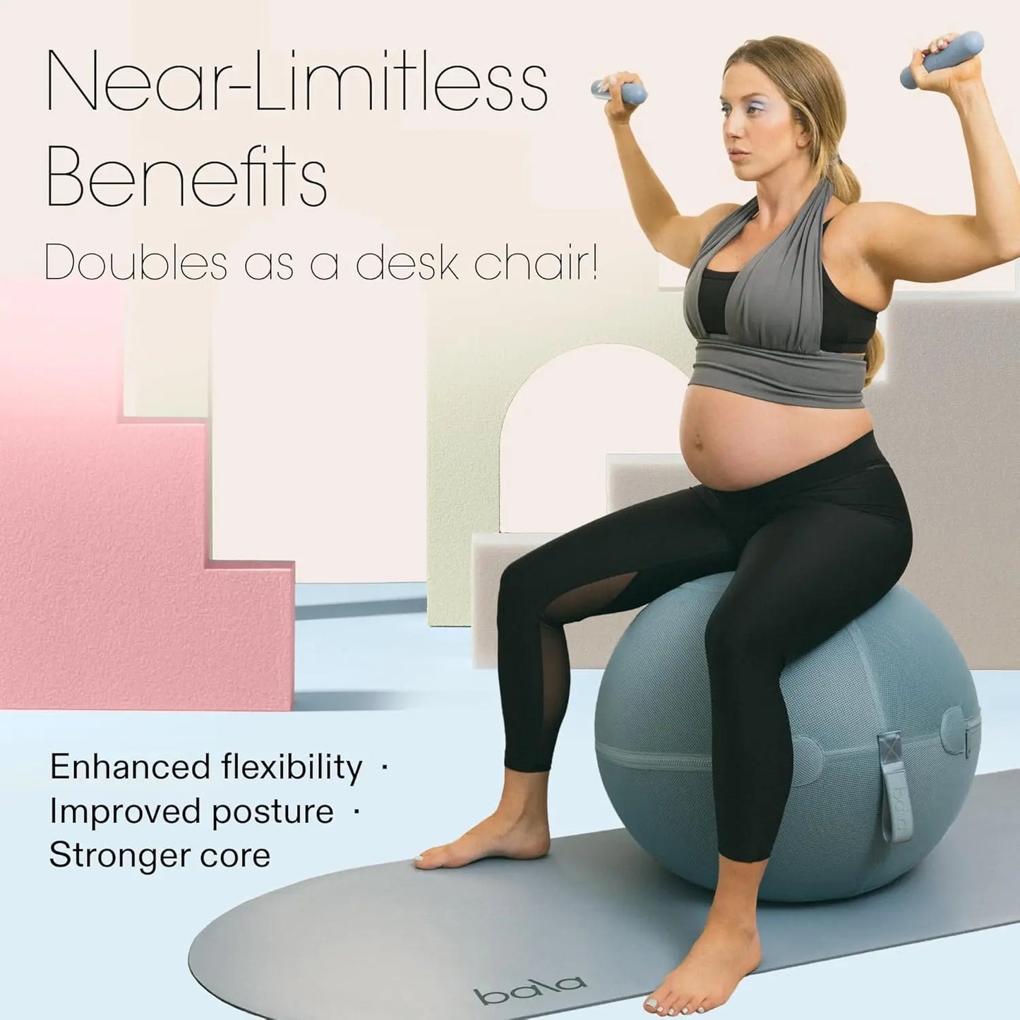 Balance Ball - Exercise Ball Chair for Yoga, Pilates, Barre, Core Strengthening & Physical Therapy