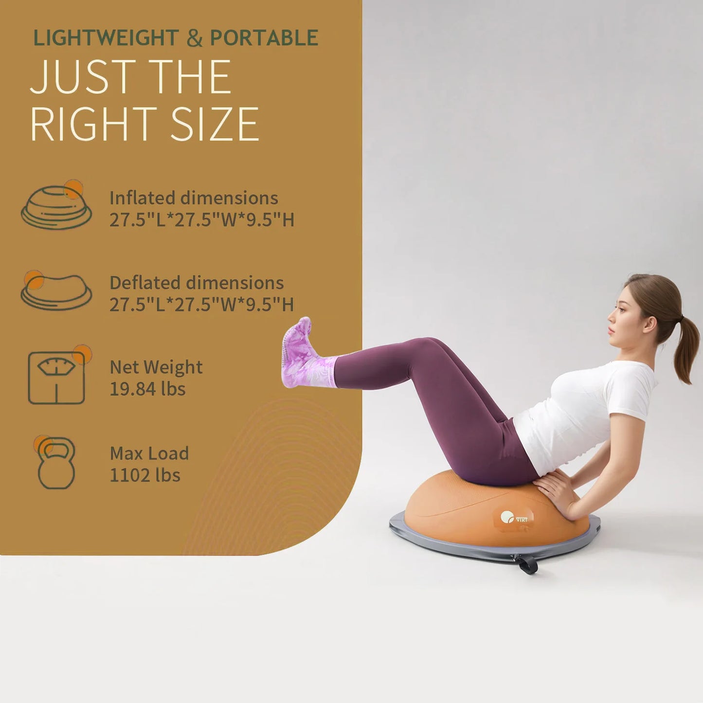 workout equipment for home， balancing ball，half ball balance trainer，core training equipment， 27.5 inch Yoga Exercise Ball for H