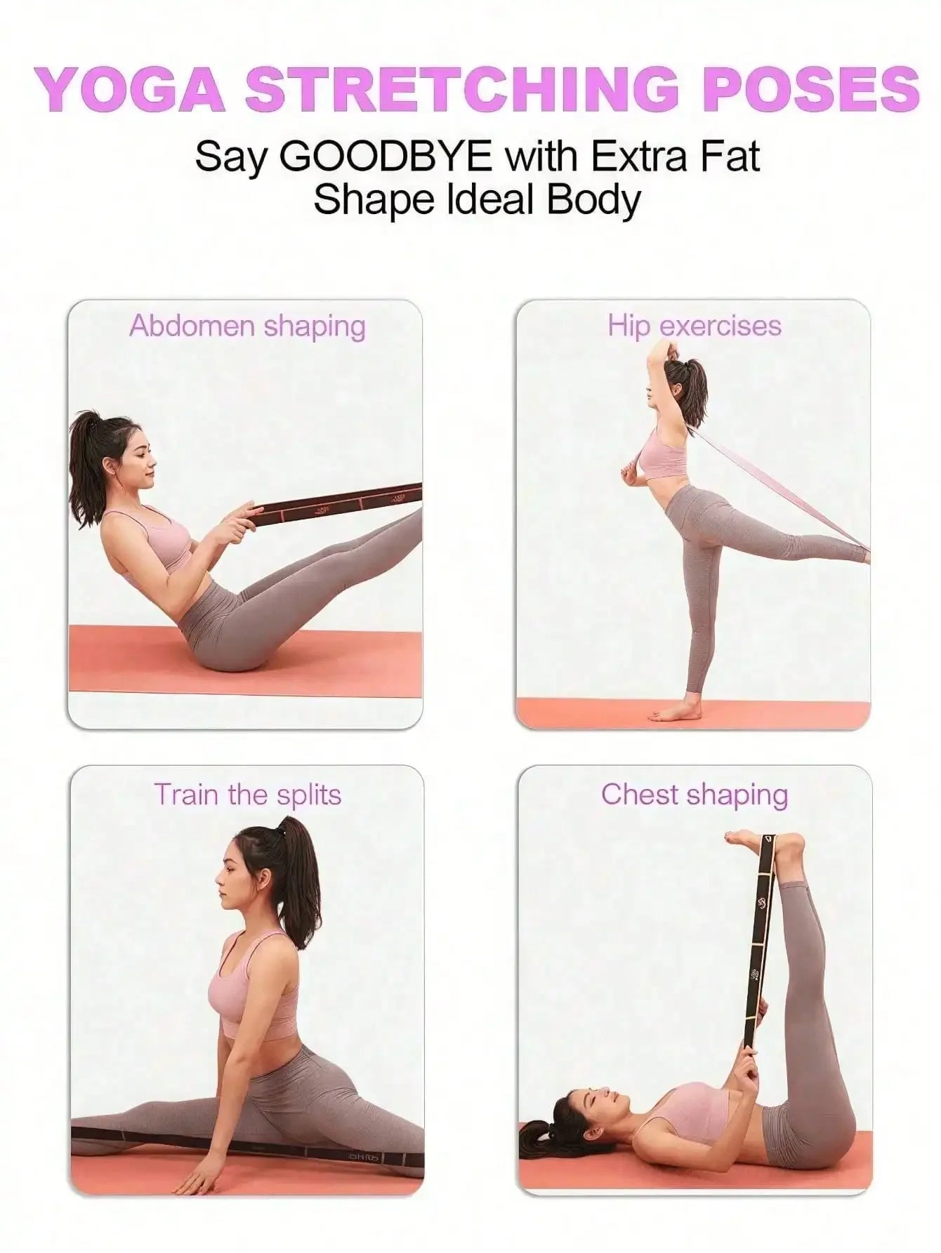 1pc Yoga Elastic Band, Professional Gymnastics Stretch Resistance Band, Fitness Resistance Band, Suitable For Yoga Stretching Strap, Ballet, 8-Shape Dance Elastic Band, Digital Extension Band, Pilates, Gymnastics And Dance El
