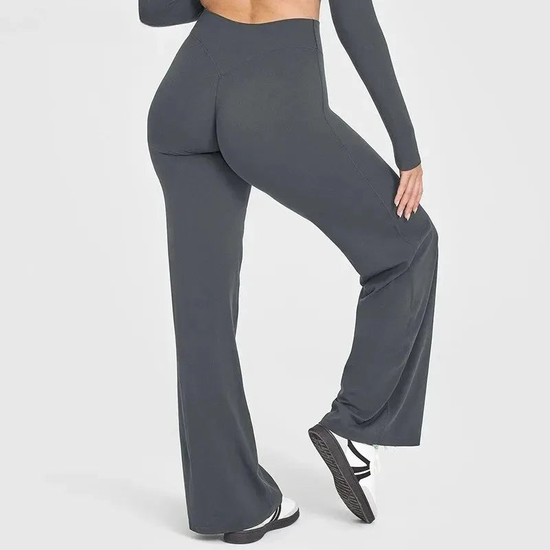 Sport Trousers Straight-Leg Pants Ultra Soft Butter Fabric Women's Mid-Waist Yoga Pants GYM Naked Feel Pilates Running