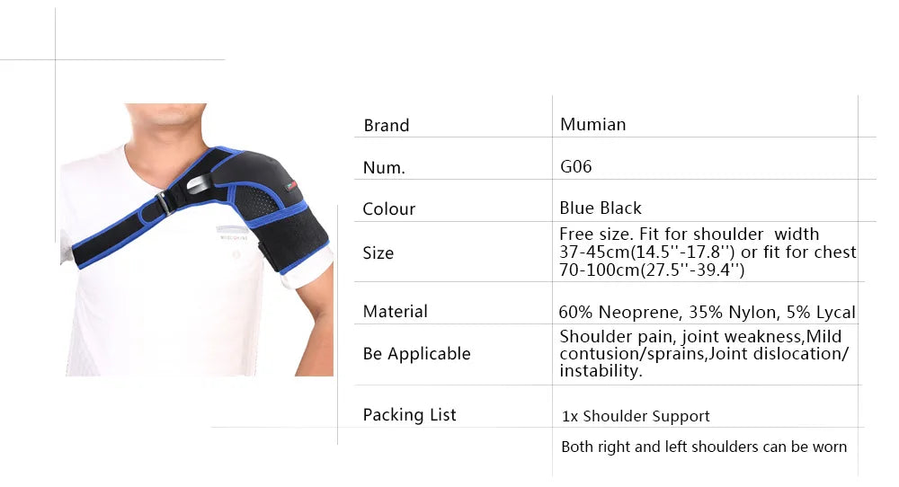 Breathable Shoulder Brace with Pressure Pad Neoprene Sleeve Ice Support Pain Shoulder Compression Air Bag Shoulder Protector