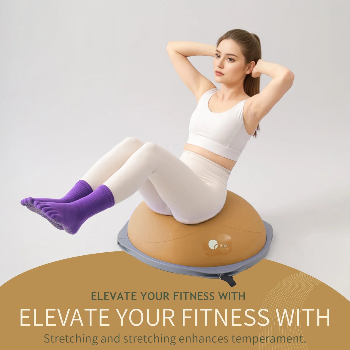workout equipment for home， balancing ball，half ball balance trainer，core training equipment， 27.5 inch Yoga Exercise Ball for H
