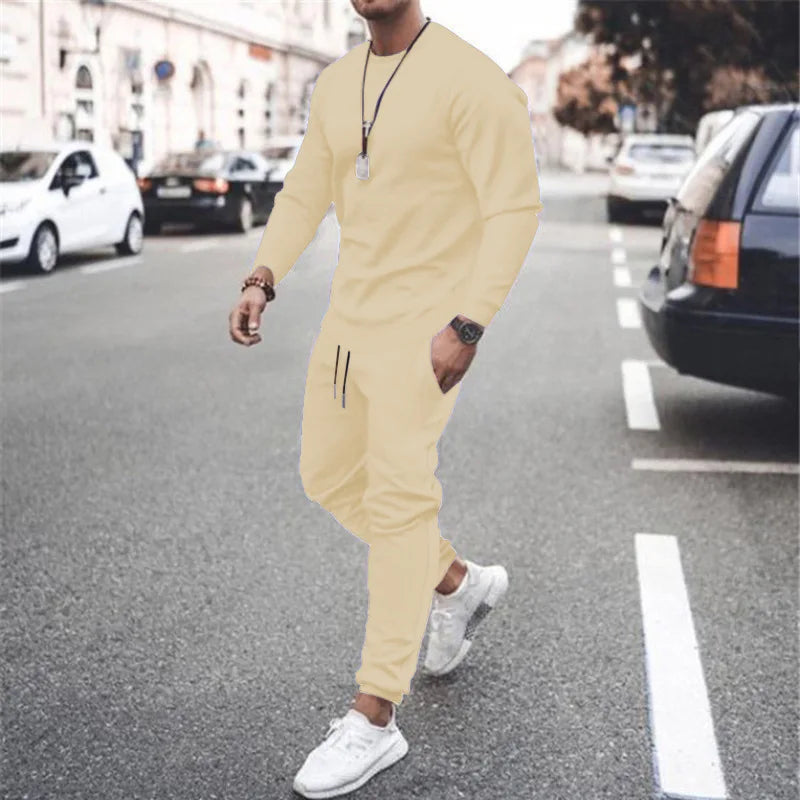 2025 New Men Two Pieces Sets Running Sweatshirt+Sweatpants  Suit Autumn Winter Warm Tracksuit Sets Men's Jogger Sports Suit