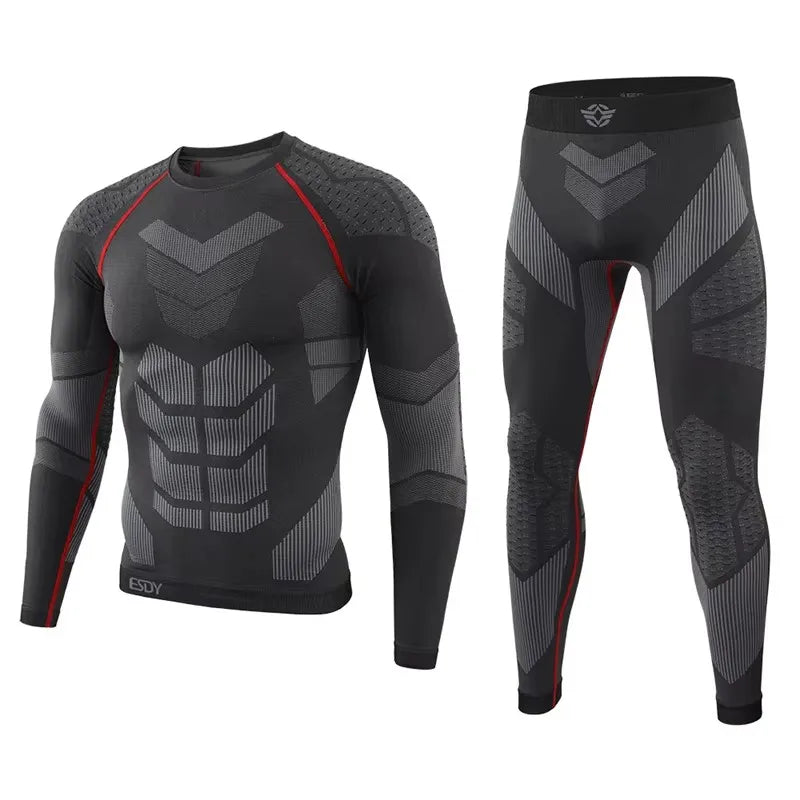 Tactical Thermal Underwear Set Men Outdoor Sports Cycling Training Fitness Long Johns Sweat Tight Seamless Warm Clothes Suit