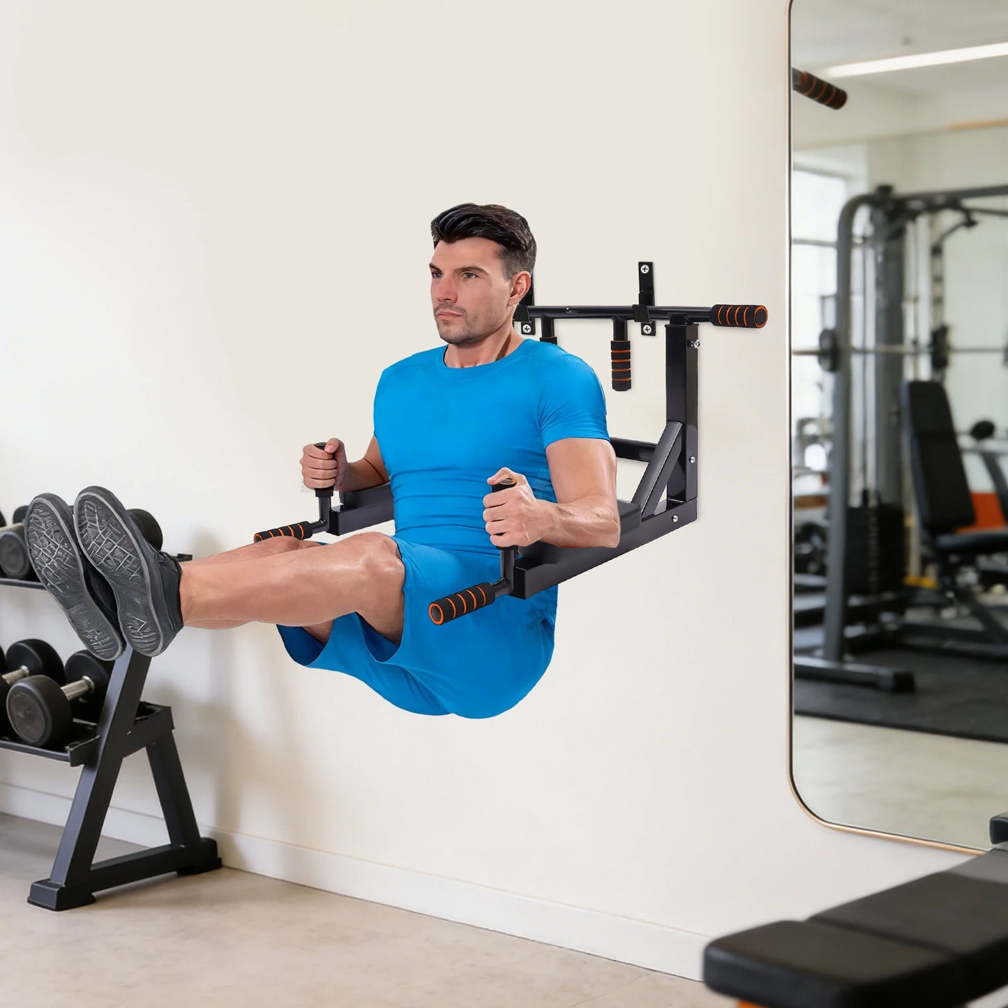200kg Multifunctional Wall Pull-up Fitness Equipment,Indoor Dip Stand,Horizontal Bar,Training Equipment for Home Gym Workout