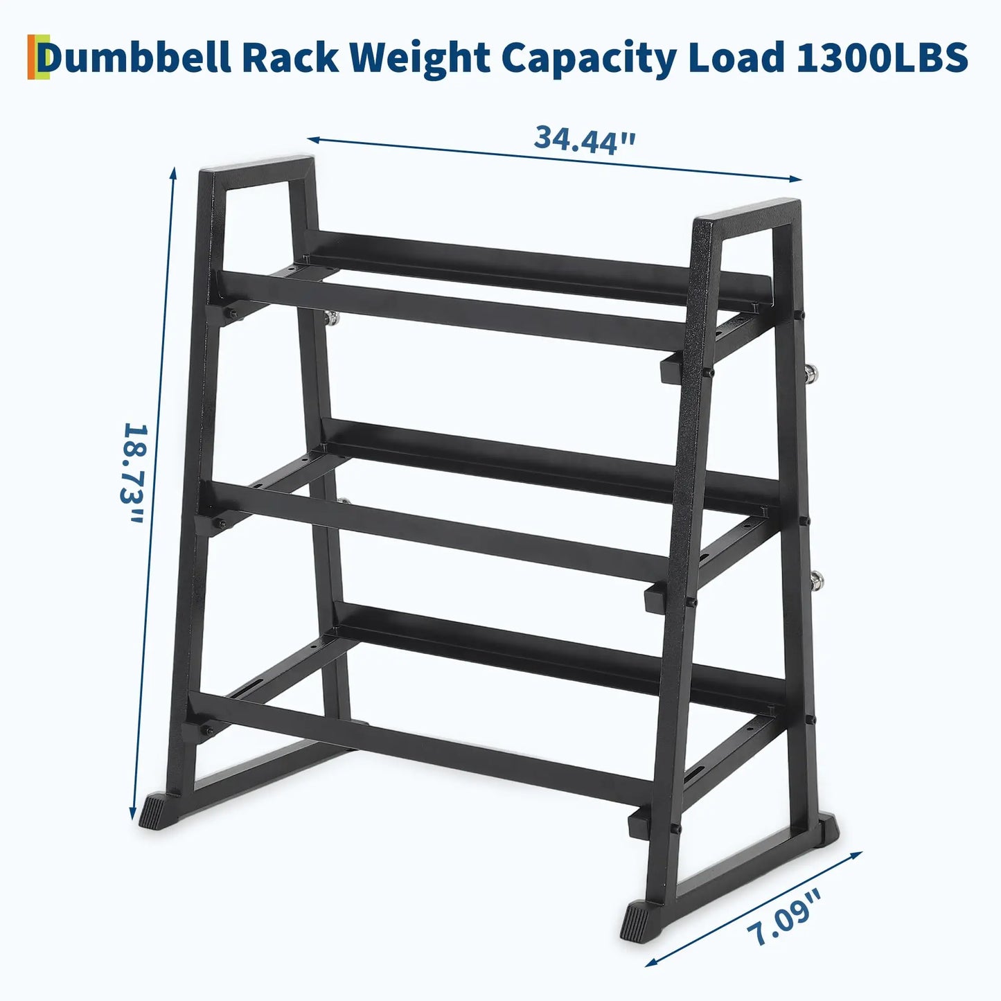 Adjustable 3-Tier Dumbbell Rack, 1300LB Capacity Weight Stand for Home Gym - Heavy-Duty Organizer for Dumbbells, Kettlebells, Barbells & Plates - Durable H-Frame Design