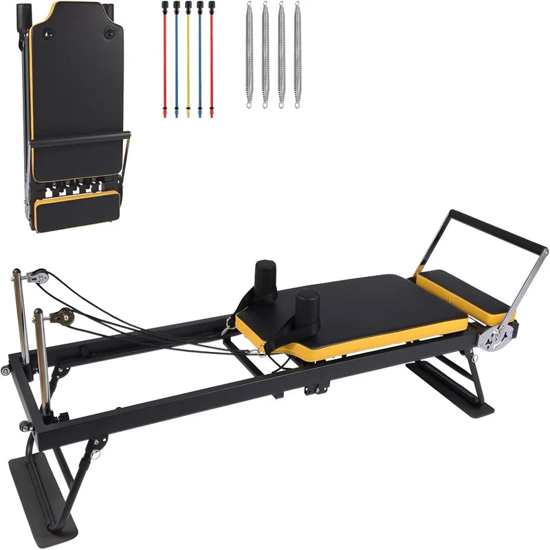 Pilates Reformer Machine Foldable For Home Gym Adjustable Workout Equipment