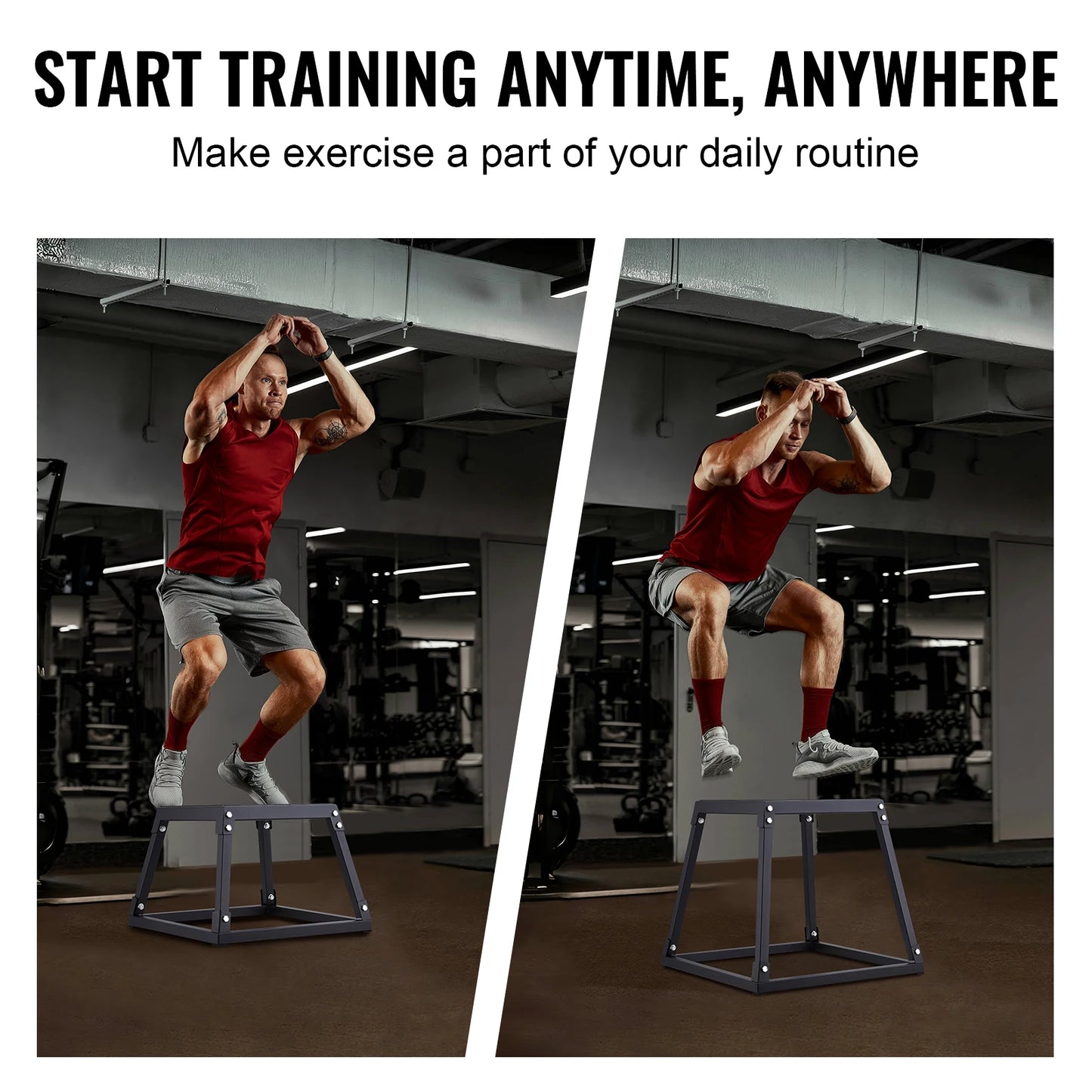 SucceBuy 12/18/24Inch Plyometric Jump Boxes Plyo Box Platform and Jumping Agility Box Anti-Slip Fitness Exercise Step Up Box Set