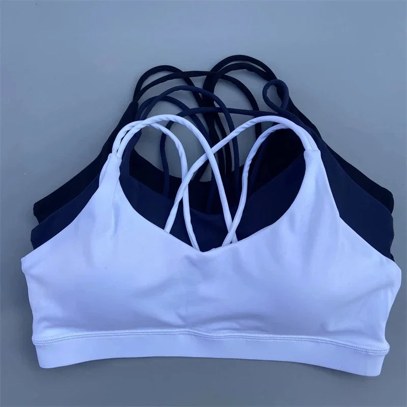 Solid Color Soft High Strength Women Cross Fitness Bra Tight Sport Top Comprehensive Training Gym Yoga Underwear With Chest Pad