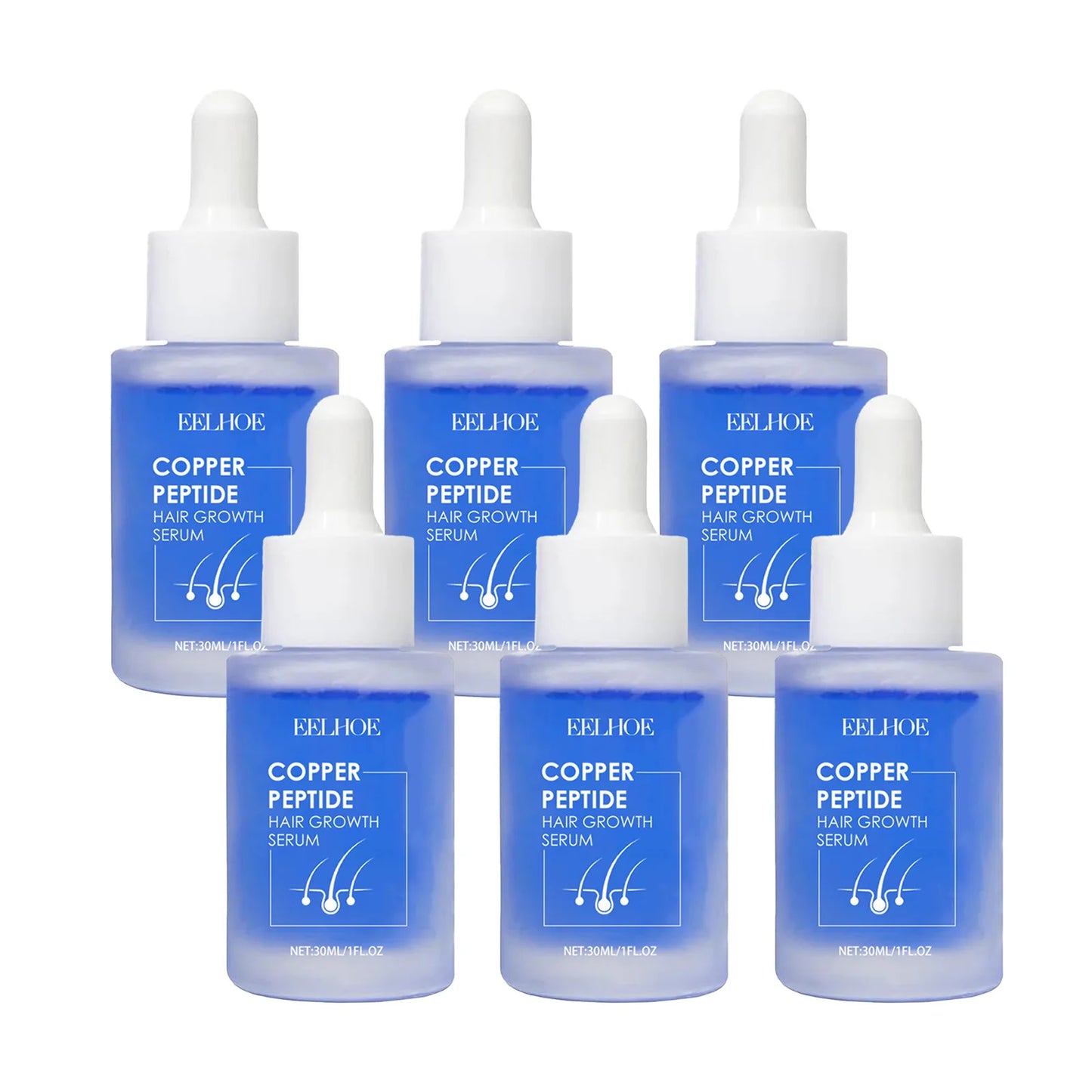 EELHOE 30ml Copper Peptide Hair Serum Strengthening Hair Roots Repair Hairs Damage Essence Nourish Smoother Hair Loss Growth Oil