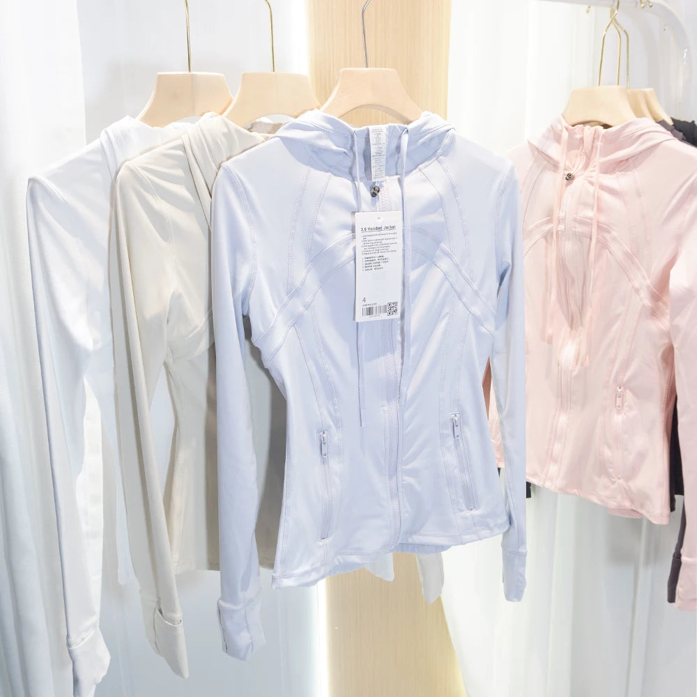 LULU FLORA New hooded jacket for summer, thin, quick drying, slimming, tight fitting, sports and elastic jacket, slim fit
