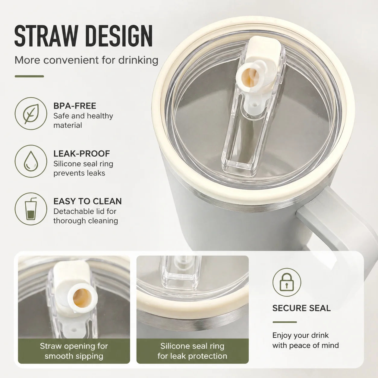 Double Wall Insulated Stainless Steel Tumbler With Handle And Straw