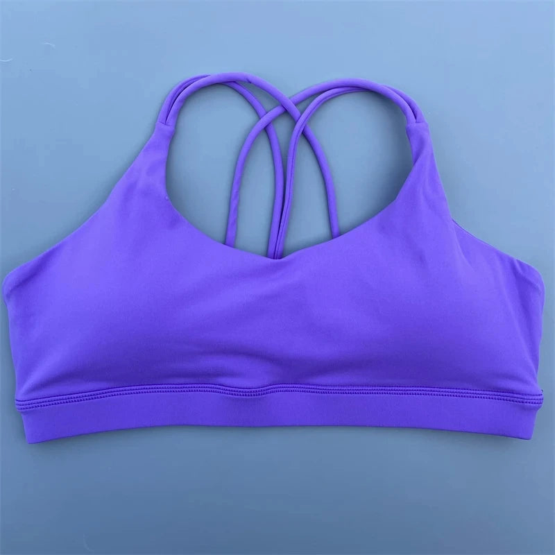 Solid Color Soft High Strength Women Cross Fitness Bra Tight Sport Top Comprehensive Training Gym Yoga Underwear With Chest Pad