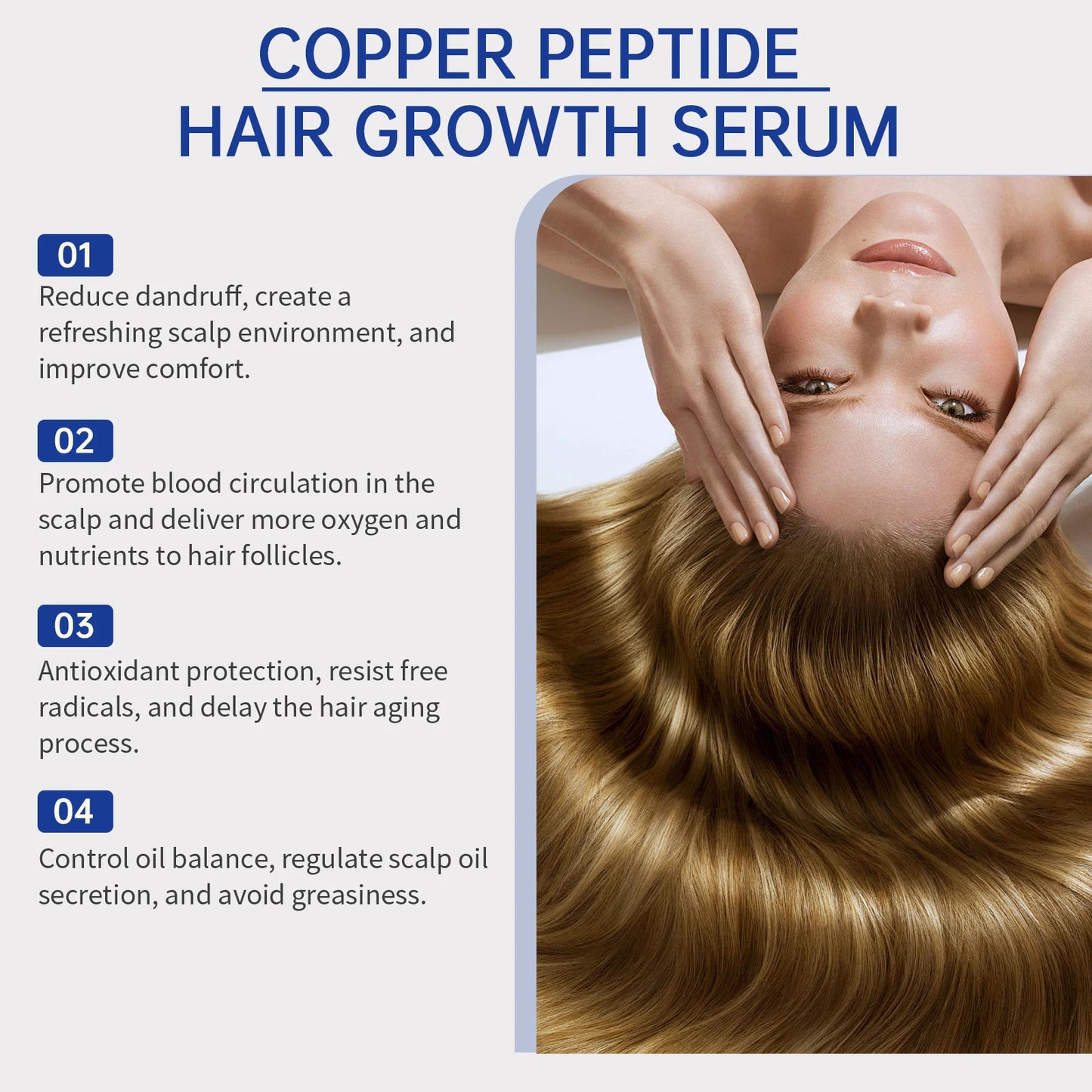 EELHOE 30ml Copper Peptide Hair Serum Strengthening Hair Roots Repair Hairs Damage Essence Nourish Smoother Hair Loss Growth Oil
