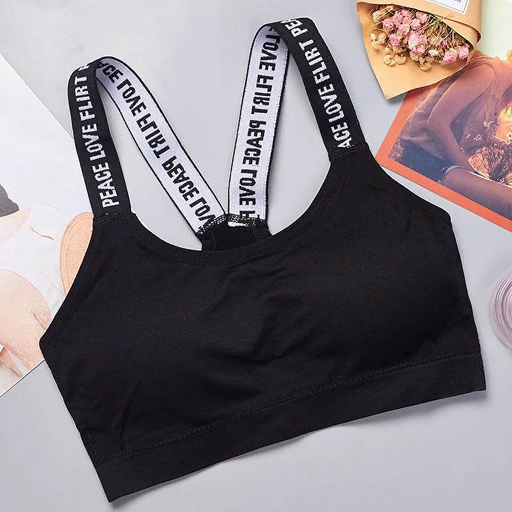 Fashion Tank Tops Sports Underwear Women Yoga Fitness Seamless Crop Top Wide Letter Straps Comfortable Workout Activewear