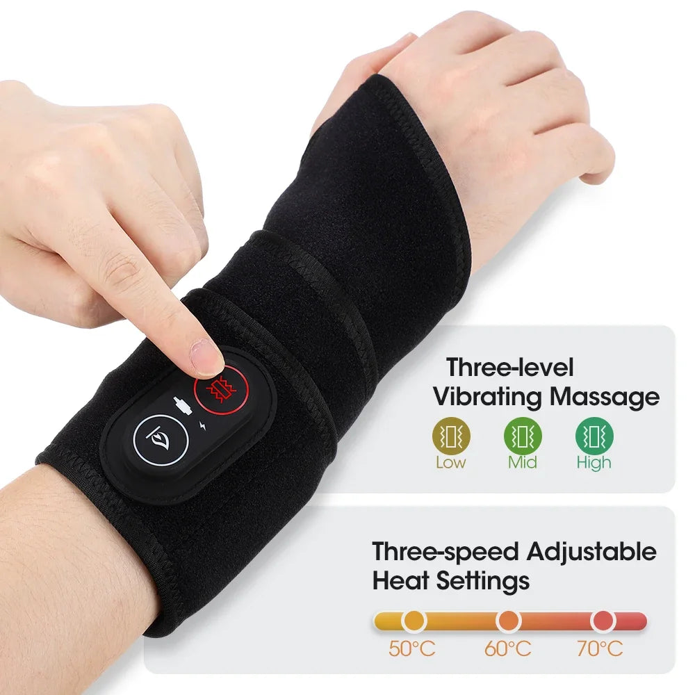 Wireless Electric Heating Hand Wrist Massager 660&850nm Red Light Vibration Hand Massage Wrist Guard Full Body Band Support Belt