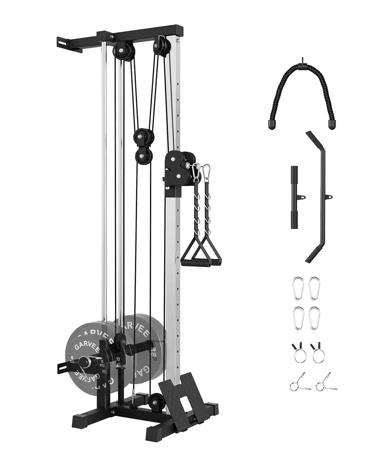 Pulldown Machines, Wall Mount Cable Station for Home Gym, Adjustable Dual Pulleys Cable Crossover Machine with 18 Positions, Heavy Duty Upper Body Weight Machines Workout Equipment