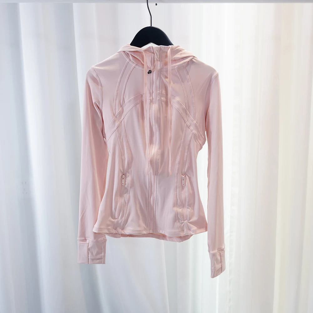 LULU FLORA New hooded jacket for summer, thin, quick drying, slimming, tight fitting, sports and elastic jacket, slim fit