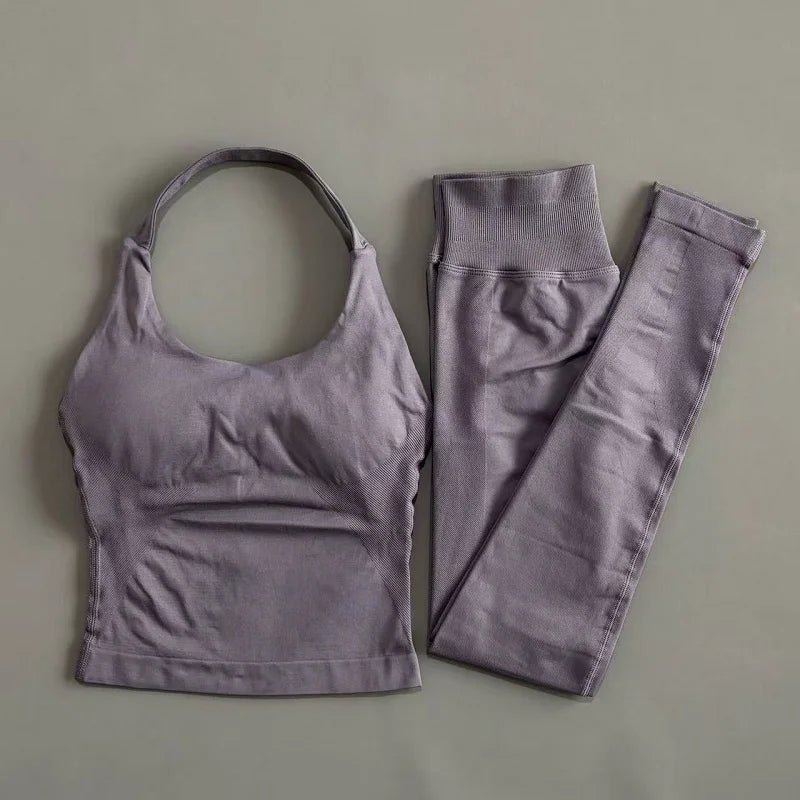 2 Pieces Sportswear Women Yoga Set Gym Clothes Sportswear Yoga Suits Fitness Set Tracksuits Sports Top Gym Leggings Set