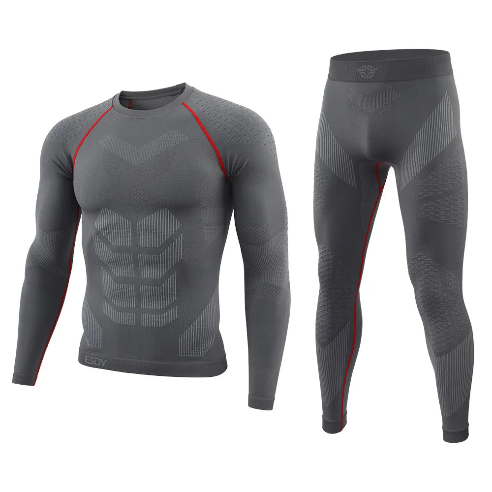 Tactical Thermal Underwear Set Men Outdoor Sports Cycling Training Fitness Long Johns Sweat Tight Seamless Warm Clothes Suit