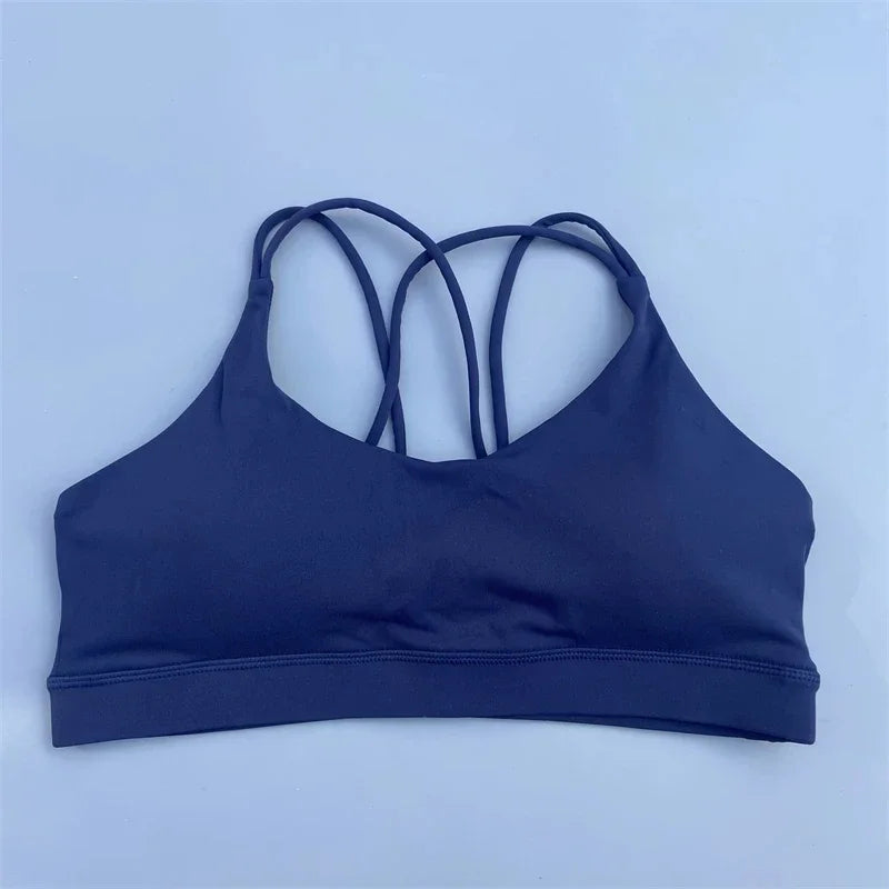 Solid Color Soft High Strength Women Cross Fitness Bra Tight Sport Top Comprehensive Training Gym Yoga Underwear With Chest Pad