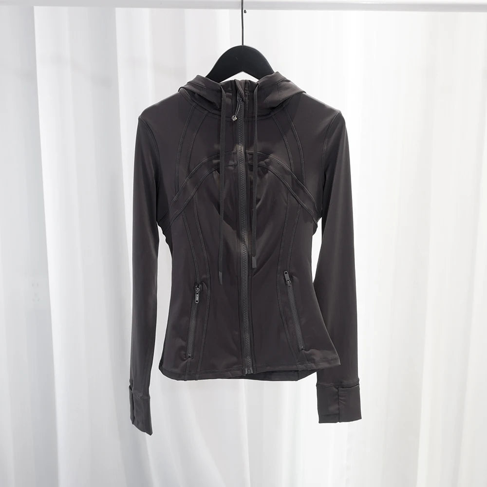 LULU FLORA New hooded jacket for summer, thin, quick drying, slimming, tight fitting, sports and elastic jacket, slim fit