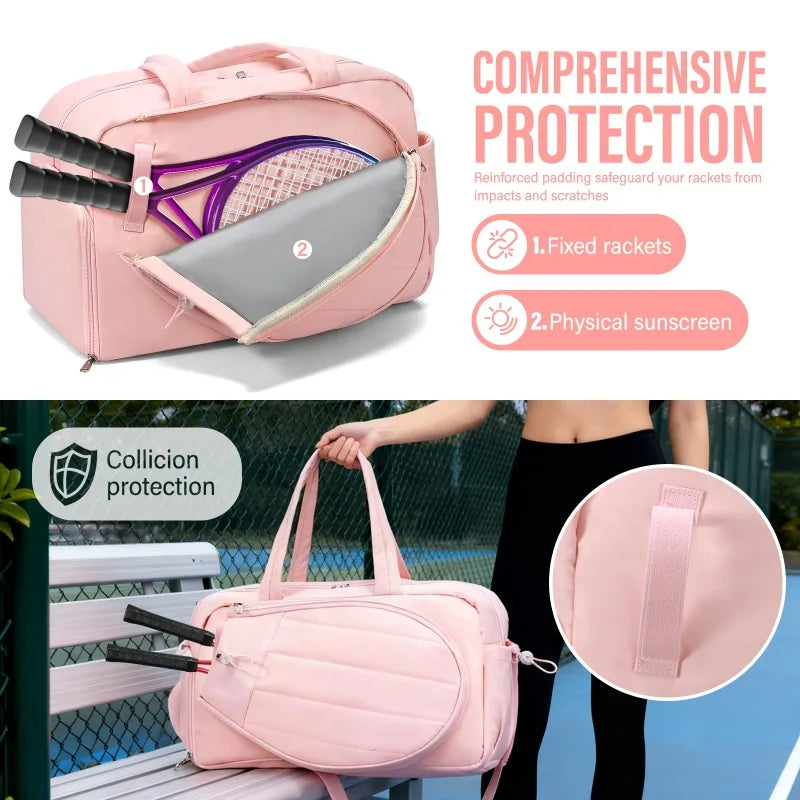 Tennis Gym Bag for Women Tennis Backpack Holds 2 Rackets with Shoe Compartment Gym Backpacks for Work Gym Bag for Women