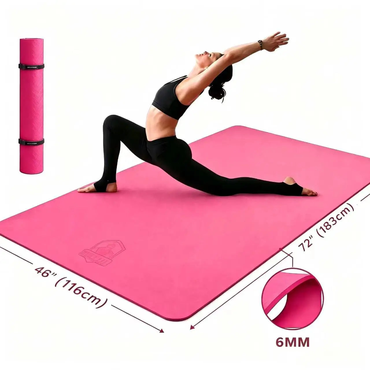 HAPBEAR Extra Large Yoga Mat for Women, 6mm/8mm Thick TPE Eco Friendly Non Slip Wide Exercise Mat for Pilates Home Gym Workout