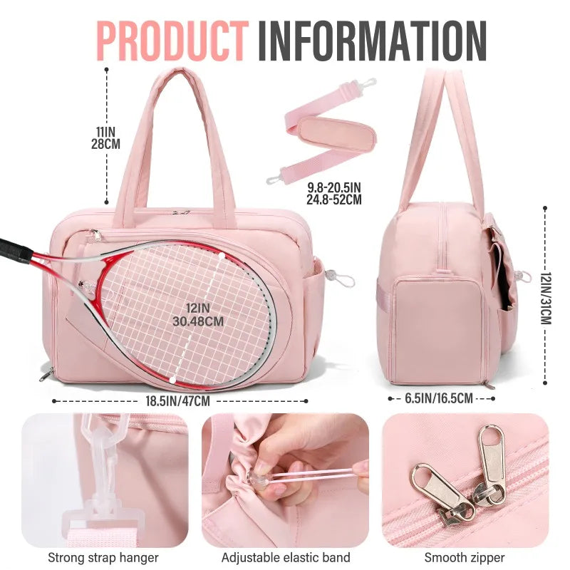 Tennis Gym Bag for Women Tennis Backpack Holds 2 Rackets with Shoe Compartment Gym Backpacks for Work Gym Bag for Women