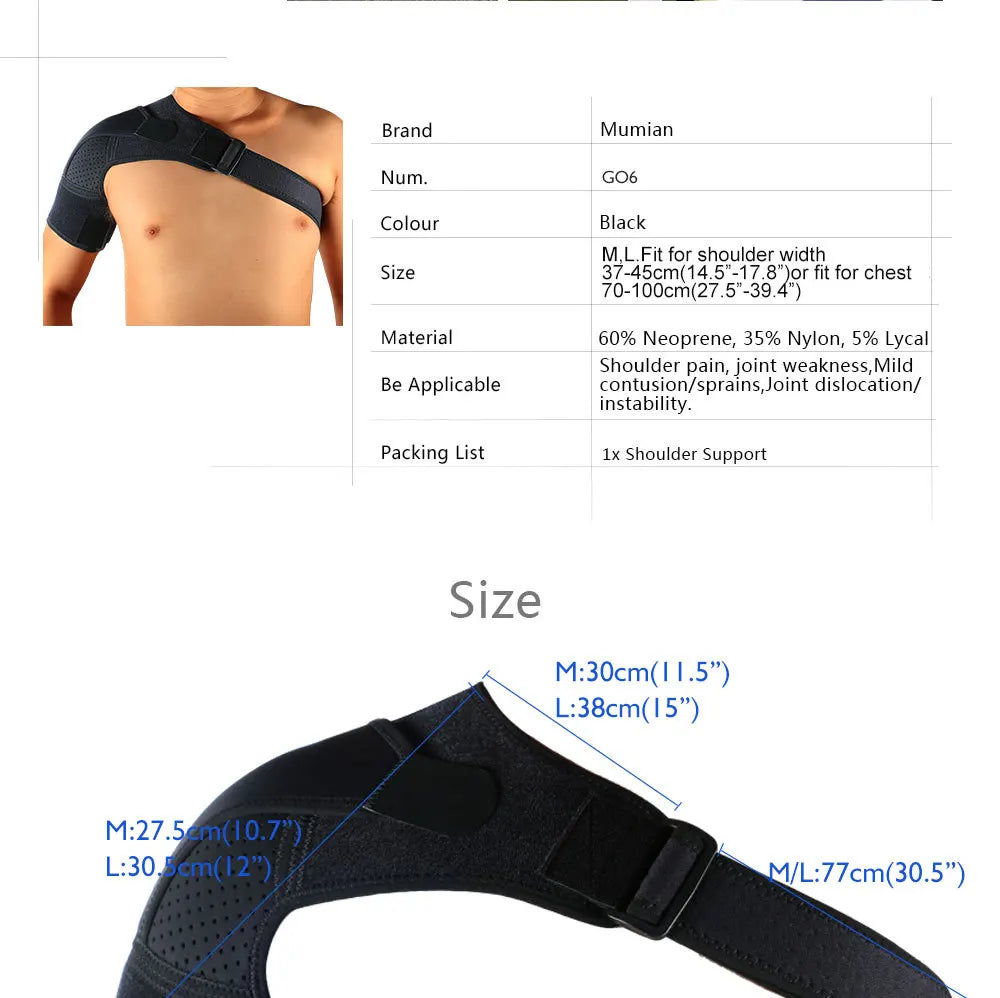 Breathable Shoulder Brace with Pressure Pad Neoprene Sleeve Ice Support Pain Shoulder Compression Air Bag Shoulder Protector