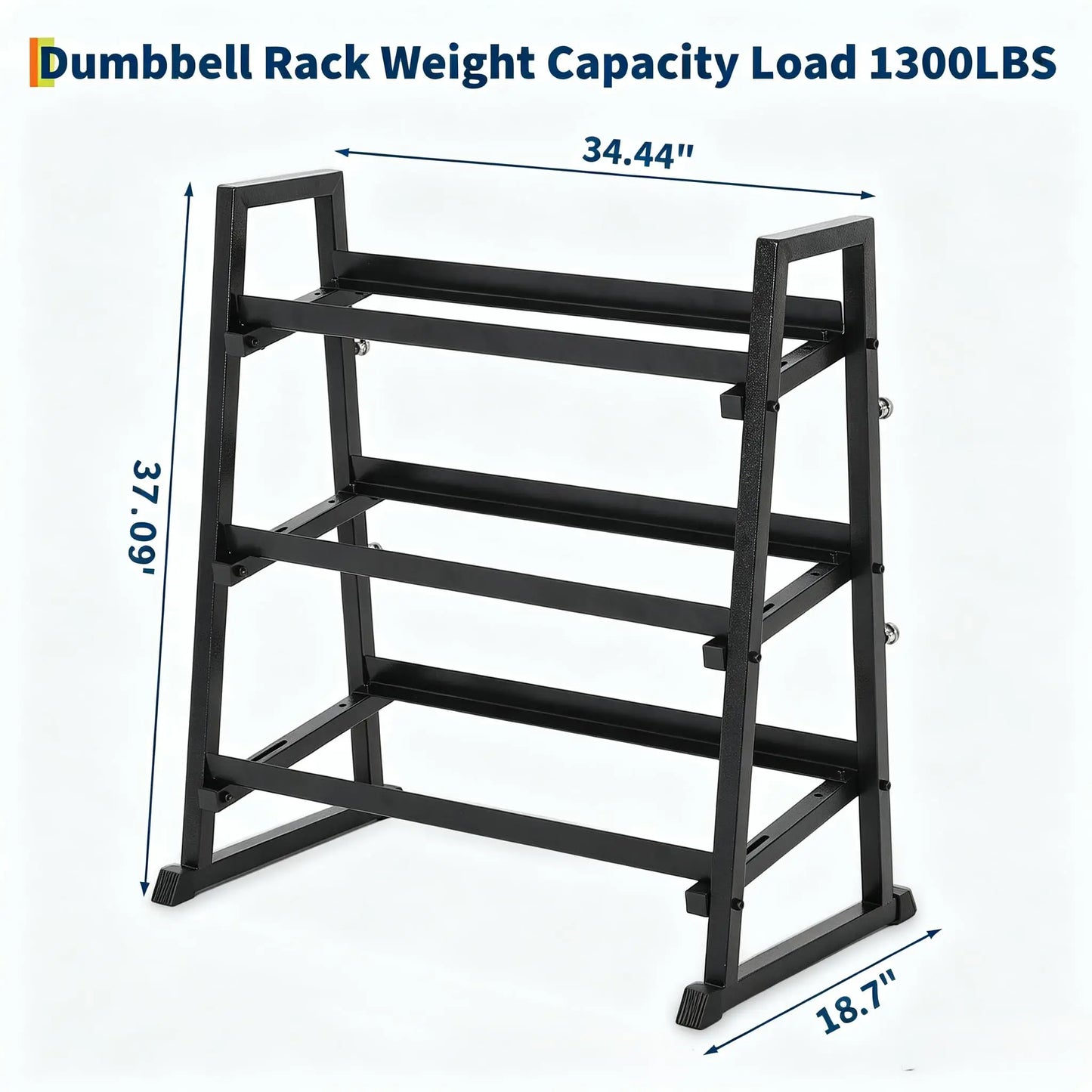 3-Tier Trapezoidal H-Frame Dumbbell Rack 1300LBS Capacity Weight Stand For Dumbbells Kettlebells Weight Plates Home Gym