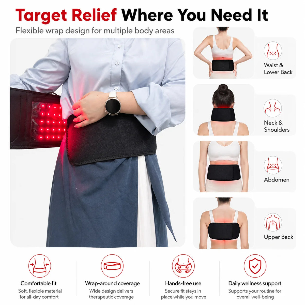 660nm 850nm Near Infrared Red Light Therapy Waist Belt