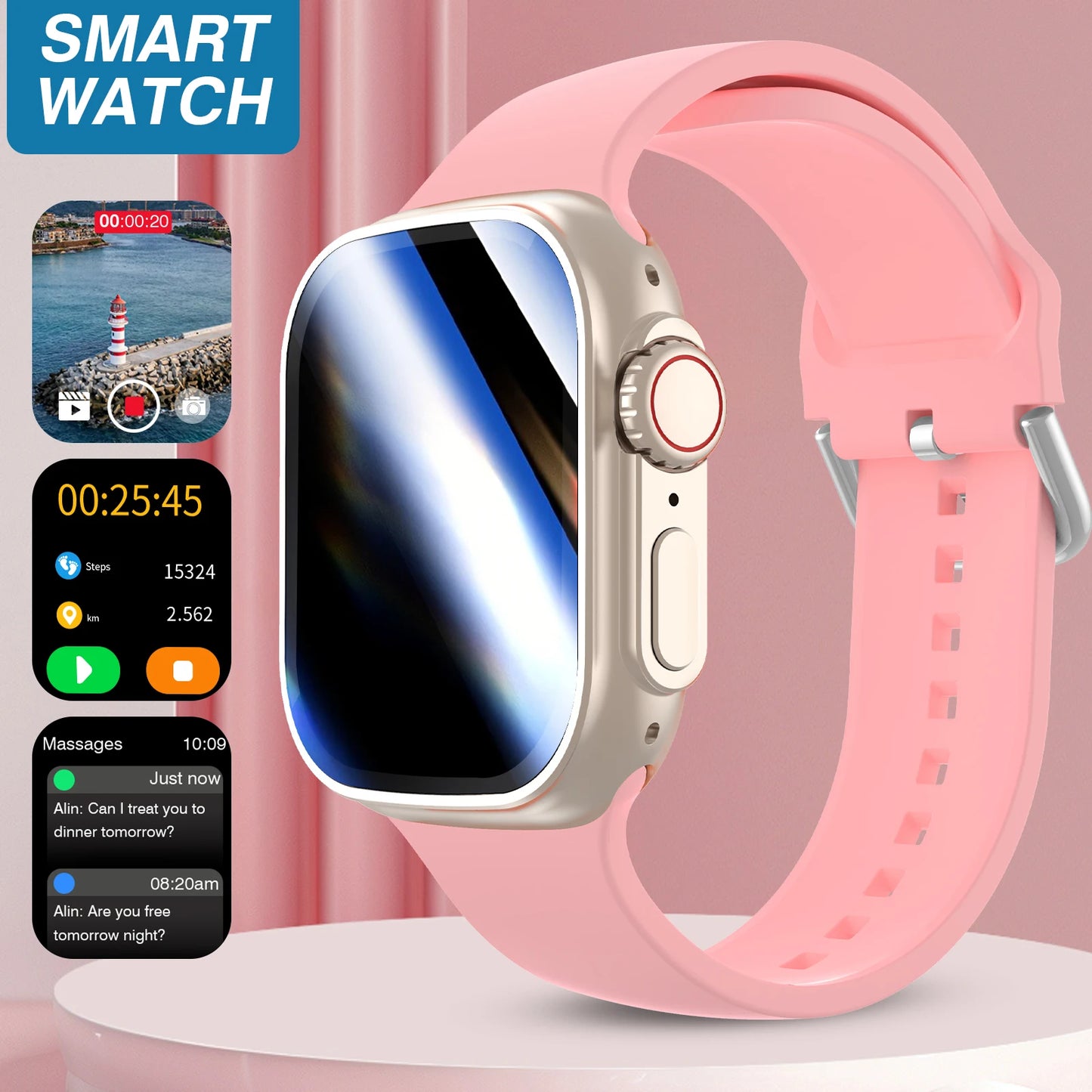 2026 New HD Full-Touch Smart Watch, Unisex - Wireless Calling/Multiple Sports Modes/Fitness Tracker, for Android and IPhone,Perfect Gift for Family and Friends