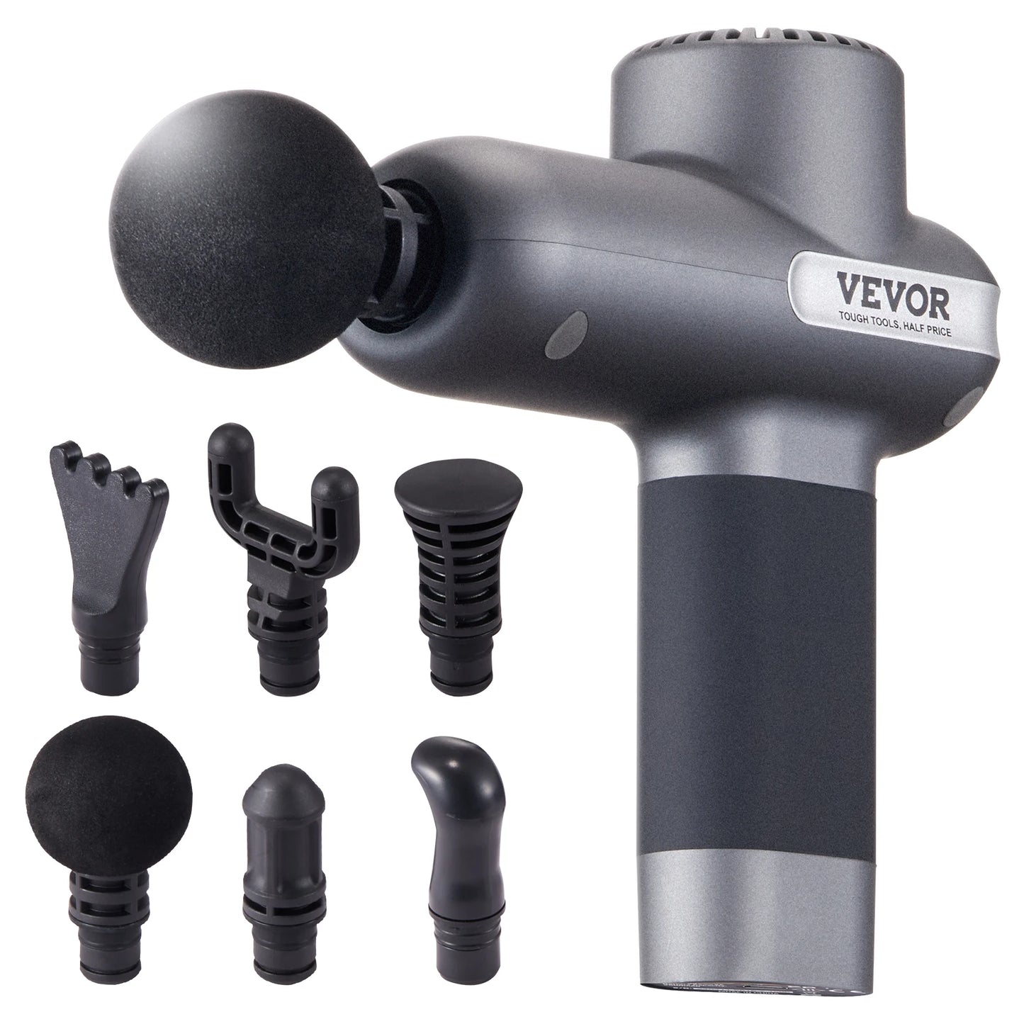 SucceBuy Mini Massage Gun Percussion Muscle Massage Gun for Athletes w/ 5 Speed Levels & 6 Massage Heads for Pain Relief Muscle