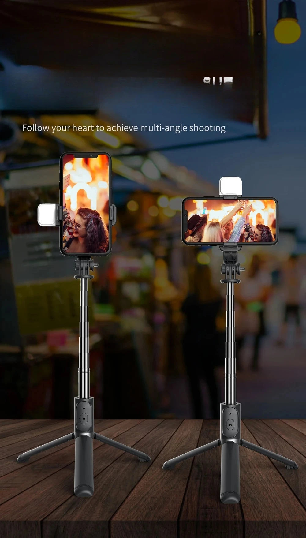 New Wireless Bluetooth Selfie Stick Tripod with Remote Extendable Tripod with Detachable for iPhone Android Smartphone