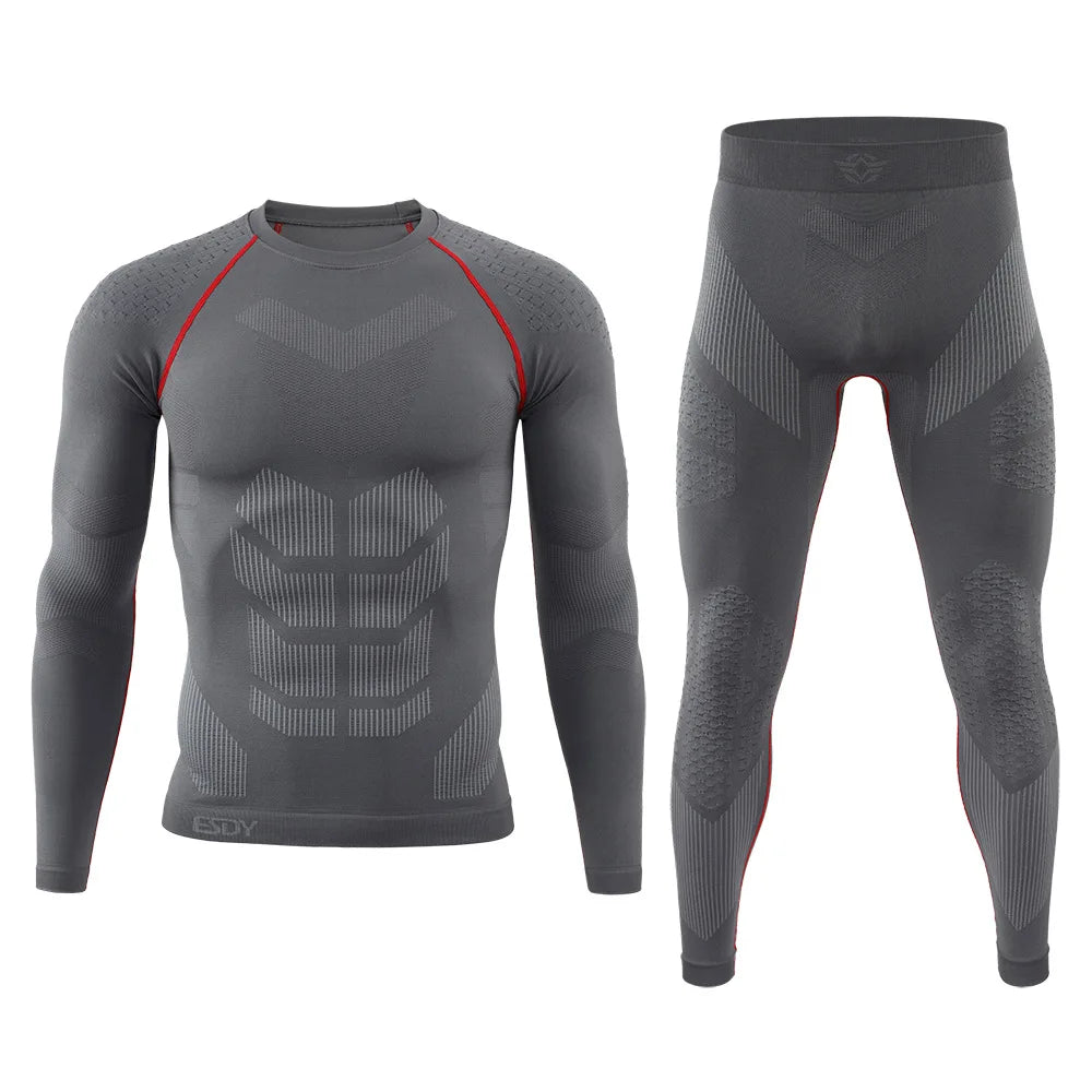 Tactical Thermal Underwear Set Men Outdoor Sports Cycling Training Fitness Long Johns Sweat Tight Seamless Warm Clothes Suit