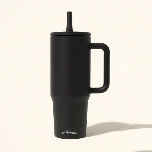 1Pc 40oz Leakproof Multicolor Cups, 304 Stainless Steel Thermal Insulated Coffee Mug With Handle, Travel Tumbler With Straw Lid