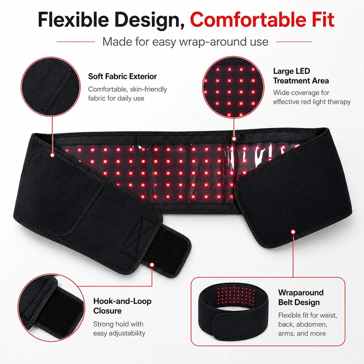 660nm 850nm Near Infrared Red Light Therapy Waist Belt