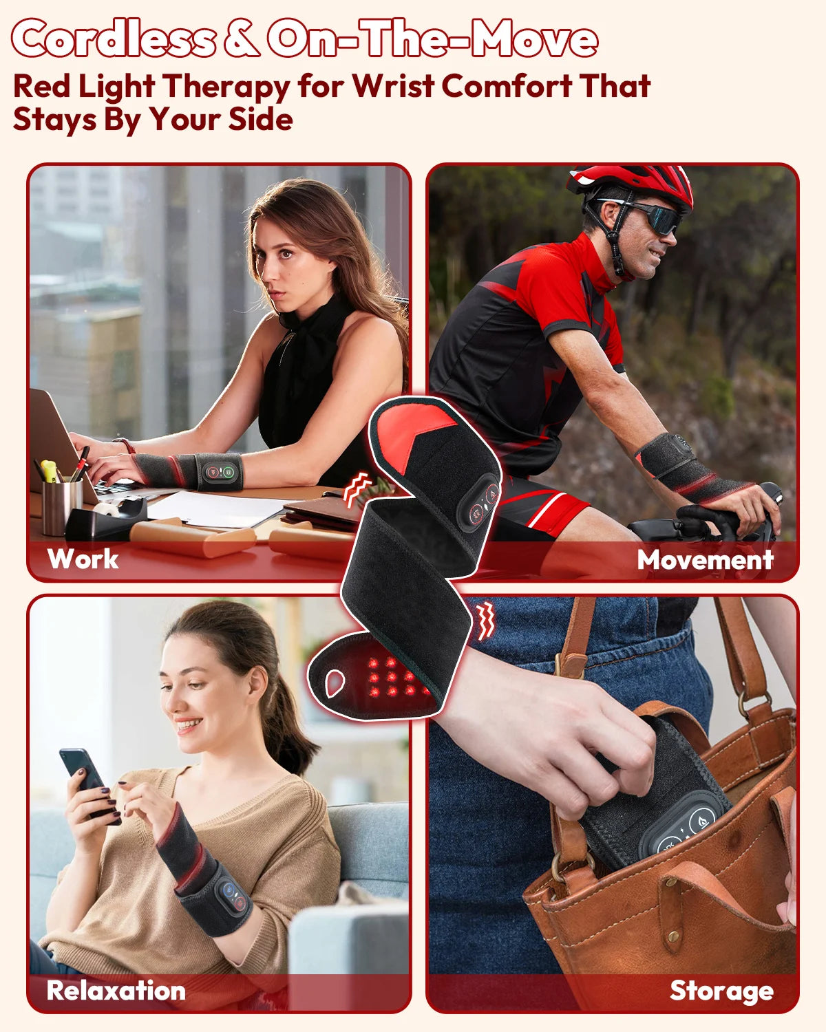 Cordless Infrared Red Light Therapy Wrap With Heat And Vibration