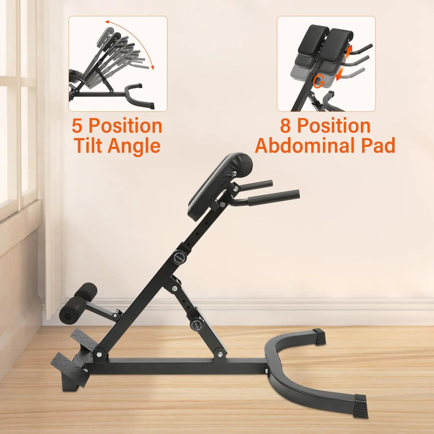 Roman Chair Back Extension Machine Foldable 5 Position Sit up Multi-Functional Hyperextension Back Strength Exercise Bench 330 L