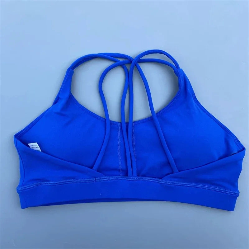 Solid Color Soft High Strength Women Cross Fitness Bra Tight Sport Top Comprehensive Training Gym Yoga Underwear With Chest Pad