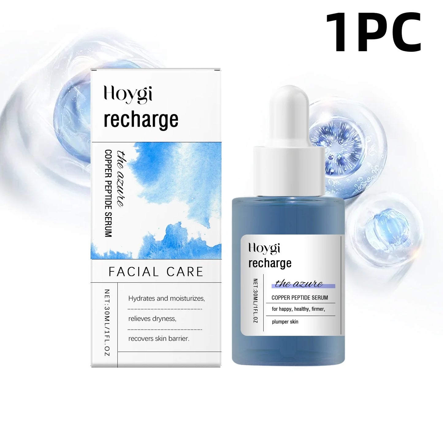 Blue Copper Peptide Facial Serum Anti-Aging Treatment Helps Firm Skin Deep Hydration Gentle Care Improve Skin Texture Brighten