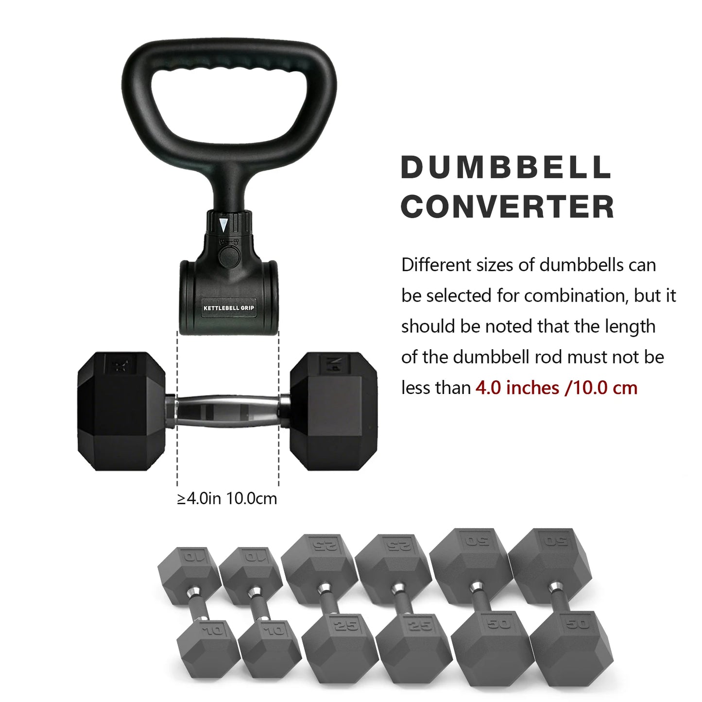 Adjustable Dumbbell to Kettlebell Converter – Home Gym Strength Training Attachment