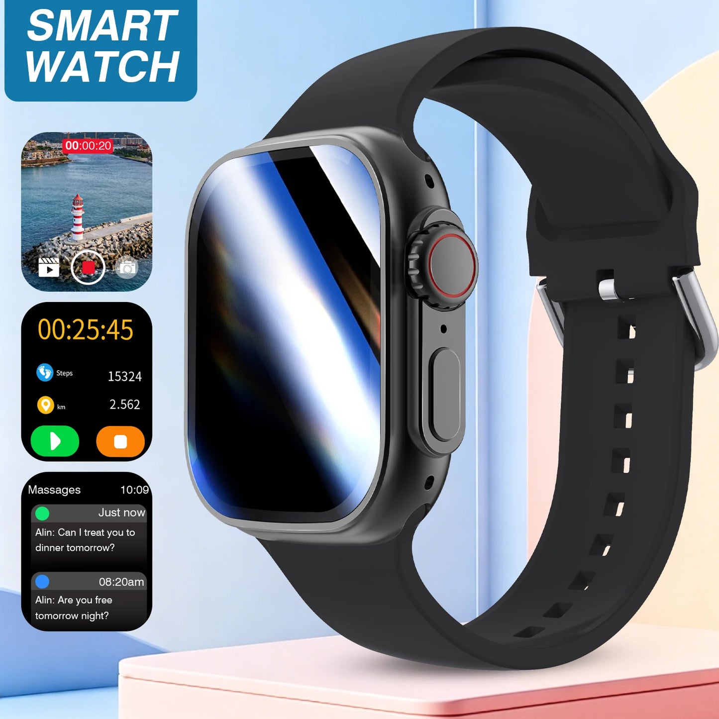 2026 New HD Full-Touch Smart Watch, Unisex - Wireless Calling/Multiple Sports Modes/Fitness Tracker, for Android and IPhone,Perfect Gift for Family and Friends