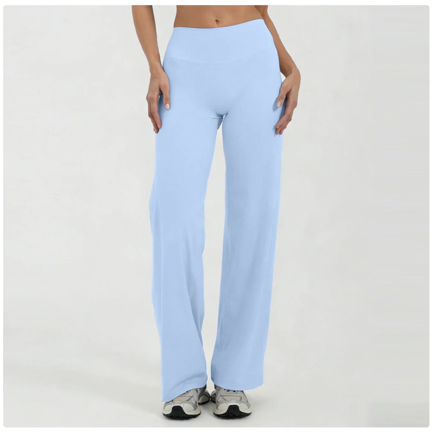Women Yoga Wide-leg pants Straight Leg Bottoms Naked Feel Pilates Running Sports Trousers Women's Mid-Waist GYM Pants Leggings