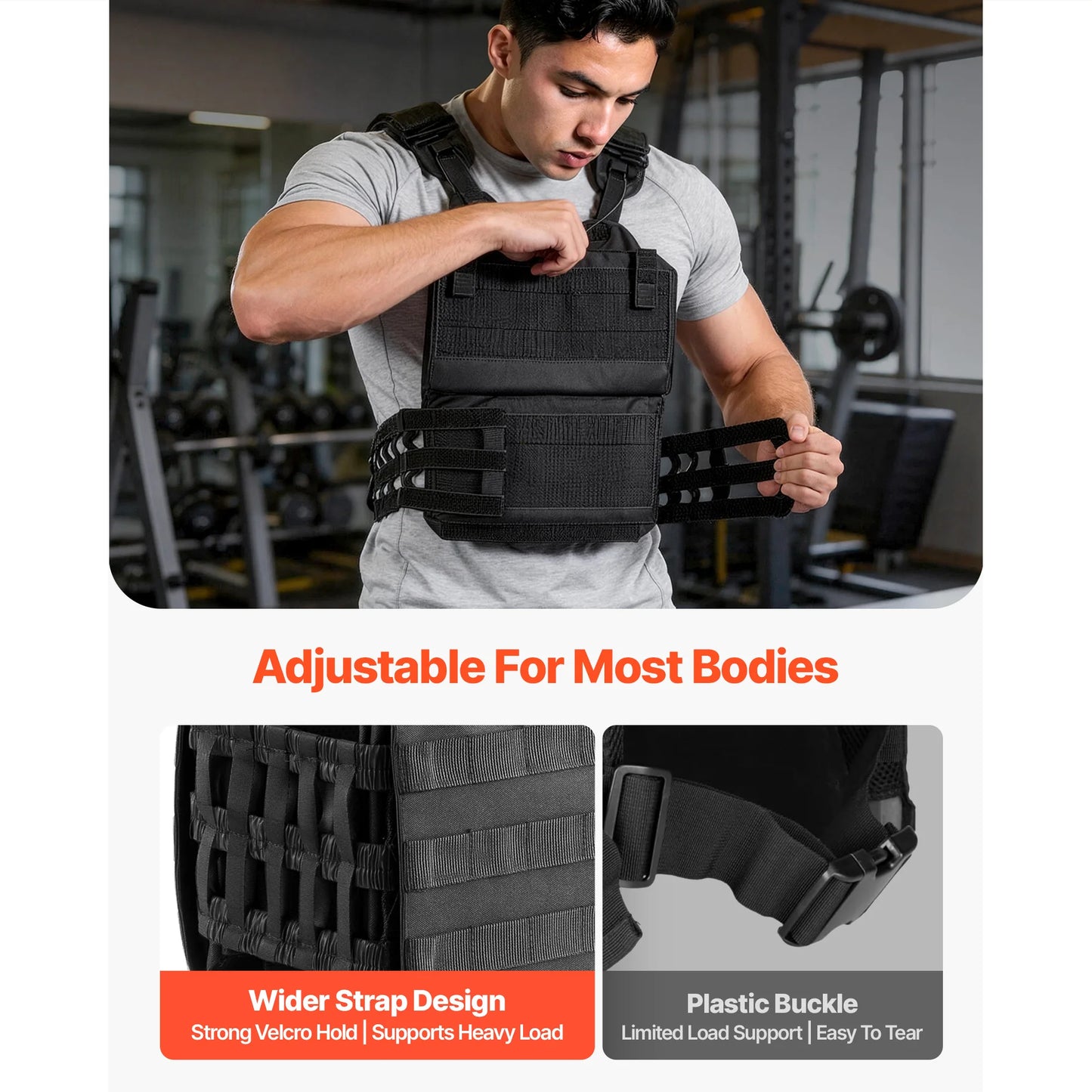 SucceBuy Weighted Vest Body Weight Vest with Shoulder Pad and Reflective Stripe Workout Equipment for  Strength Training Running